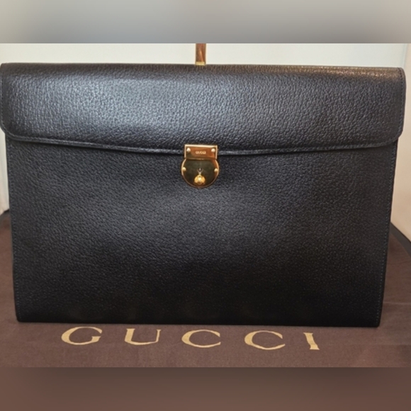 Gucci 1990s Exquisite Ultra Rare Grained Leather Document/Purse Clutch - Picture 1 of 17